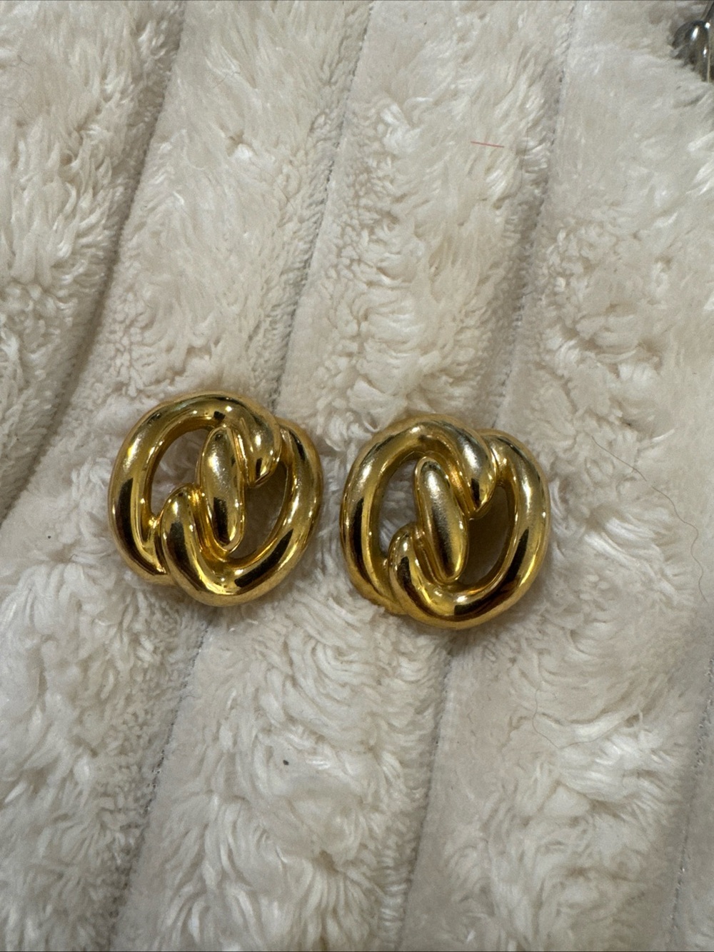 Vintage Highend Givenchy Paris Newyork Chunky Goldtone Knot Omega Back Earrings